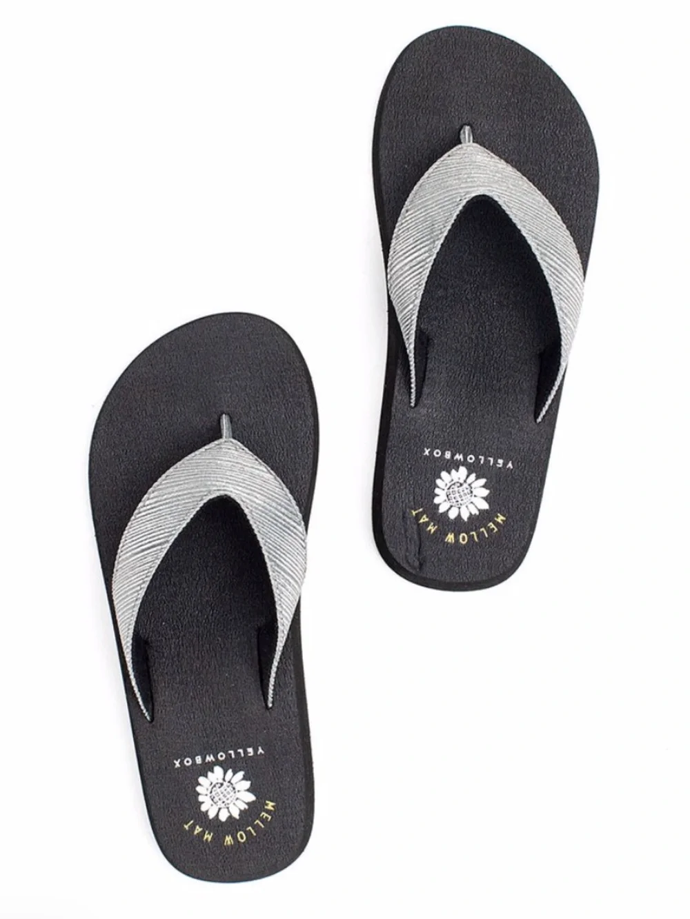 Yellow Box Women's Black Flip Flop Sandals with Silver Straps - Picture 2 of 2
